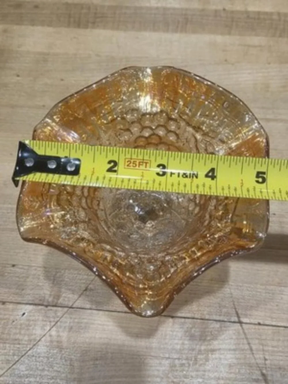 Vintage Imperial Glass Grape Marigold Carnival Glass Ruffled Pedestal Compote
